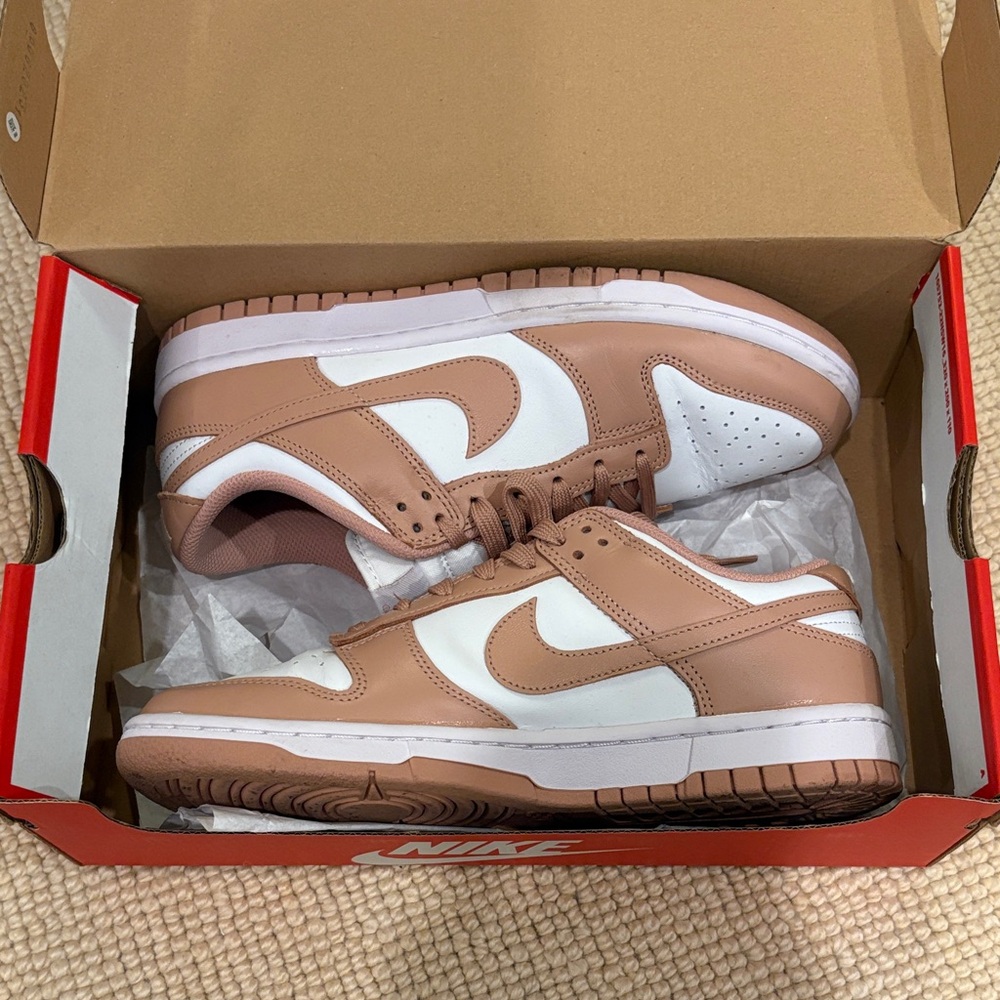 Nike Beige and White Low-Top Sneakers